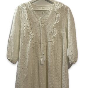Anthropologie White Eyelet Dress Size 6